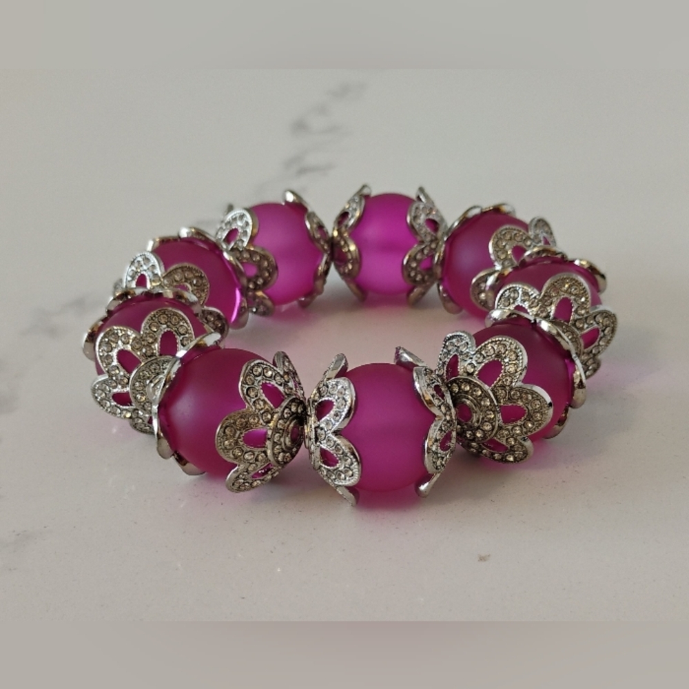 NEW Sassy Jones Frosted Pink Dina Bracelet - Picture 2 of 6